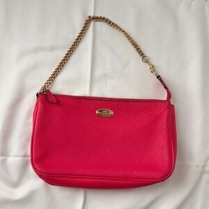 Coach Nolita 19 Pink Pebbled Leather Wristlet Chain Shoulder Bag Gold Hardware